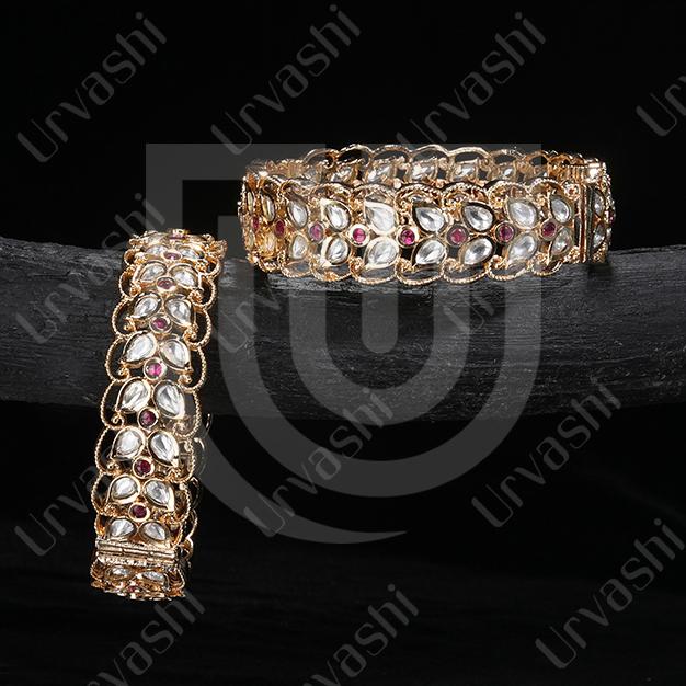 Traditional Designer Bangles with tinge  of Ruby